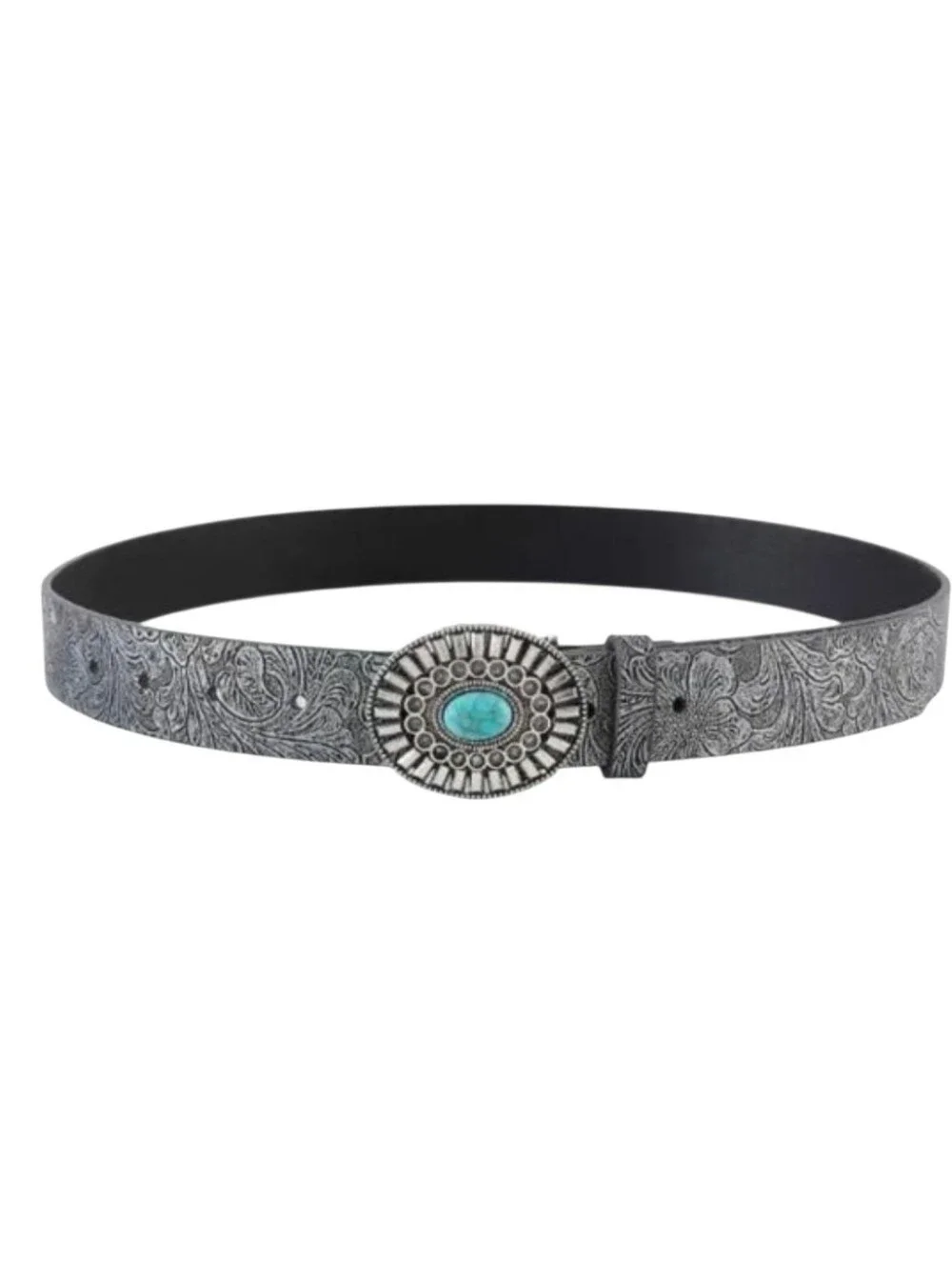 Women's Silver Faux Turquoise Stone Belt